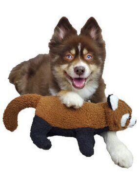 Rocky the Red Panda Fleece Dog Toy-Durable Double-Stitched Squeaker& Crinkle Toy
